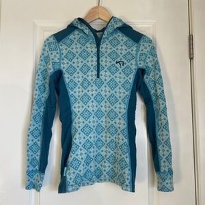 Kari Traa Rose Merino Wool Half-Zip Baselayer Hoodie (Small) EUC